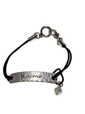 Handcrafted Karma Bracelet Crystal Charm Adjustable Black Cord Fashion Jewelry